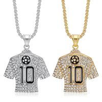 Kalung Liontin Jersey Sepak Bola Geometris Berlapis Emas 18K Stainless Steel dengan Zirconia Kubik Nomor 10 Perhiasan Fashion Berkualitas Tinggi