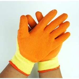 Gants de sécurité ZHANDA 10g en latex gaufré pour boîte sèche - Jaune/Orange, poignet tricoté, sans silicone - Prix abordable, usine du Shandong - Product Image 5