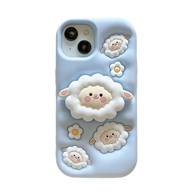 New design Cute Animal 3D Cartoon Soft Silicone Rubber Case For iPhone 12 13 14 15 Pro Max With Kickstand For cute iphone case