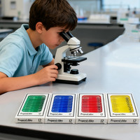 School Kids Plastic Microscope Slides of Animals Insects Plants Flowers 12 Pieces in 1 Set Prepared Specimens for Biology Class