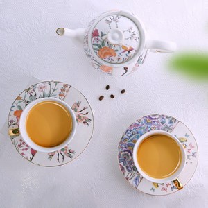 ชุดถ้วยกาแฟเซรามิกสไตล์จีนแบบใหม่ - รูปทรงไม่สม่ำเสมอ 2 ถ้วย 2 จานรอง ของขวัญ - Product Image 2
