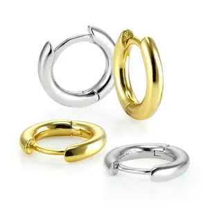 fashion 18k gold 925 sterling silver minimal huggie hoop gold plated studs fine trendy jewelry clip on earrings for women