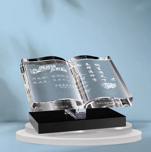 ब्लैक बेस MH-MJ0617 के साथ अनुकूलित क्रिस्टल ओपन बुक प्रमाणपत्र पट्टिका ट्रॉफी - Product Image 2