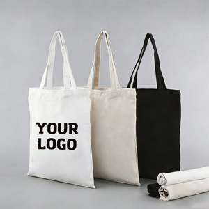 Sac fourre-tout réutilisable en coton personnalisé avec logo imprimé, pour femmes et hommes, idéal pour le voyage, le shopping, le rangement, en tissu toile, sac de plage - Product Image 1