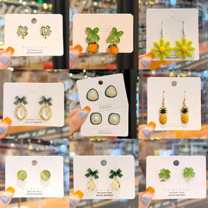 Pendientes de flores verdes lirio de los valles pendientes de perlas de tulipán mujer aguja de plata acrílico Joker pendientes al por mayor - Product Image 2