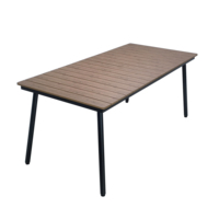 Table de jardin rectangulaire pliable en plastique et bois avec structure métallique, design moderne, pour hôtels et salons