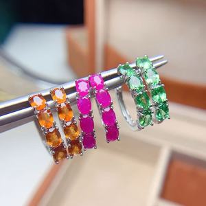 <span class=keywords><strong>Pendientes</strong></span> de aro de moda de rubí natural de Plata de Ley 925 de nuevo diseño fábrica al por mayor para uso diario - Product Image 1