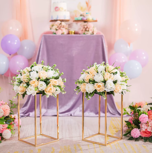 Vase à fleurs, support en <span class=keywords><strong>colonne</strong></span> dorée, support en métal, chemin de table, centre de table pour mariage, décoration de fête - Product Image 5