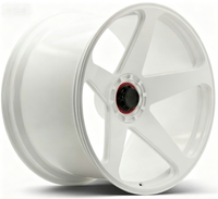 Jantes en alliage forgé GT Style Blanc 5 branches à anneaux rouges avec blocage central pour Porsche, toutes voitures de sport et SUV