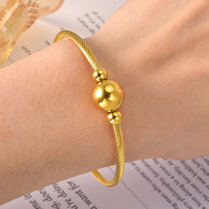 Bijoux fantaisie, bracelets en acier inoxydable plaqué or 18 carats, boules entrelacées, cadeaux de mariage pour femmes - Product Image 4