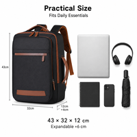 Sac à dos pour ordinateur portable avec logo personnalisé, 15,6 pouces, sac de voyage d'affaires, grande capacité, sac à dos pour ordinateur avec port USB pour hommes et femmes
