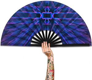 Quinceanera Favor UV Glow Folding Hand <b>Fan</b> Bamboo Ribs Fabric 33cm Blacklight Reactive <b>Fan</b> for Sweet <b>16</b> Guest Gift - Product Image 1