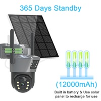 Caméra de sécurité solaire PTZ 4G 4MP HD avec batterie 12000mAh, caméra CCTV sans fil alimentée par énergie solaire pour extérieur, 365 jours d'autonomie, audio bidirectionnel