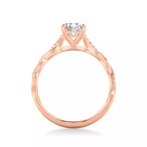 custom 14K <b>Rose</b> Gold Oval Lab Grown Diamond Engagement Ring Jewelry IGI certificate Twisted <b>Infinity</b> Shank Pave Side for women - Product Image 4