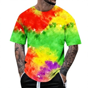 Camisetas Tie Dye Personalizadas OEM para Hombre, Cuello Redondo, 100% Algodón, Talla Grande, Corte Holgado, Cómodas para Verano - Product Image 3