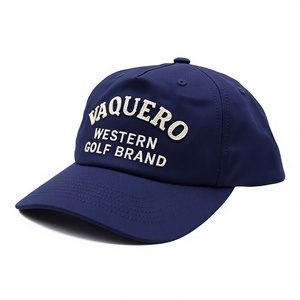 Casquette de baseball en coton à 5 panneaux, style rétro, formel et sportif, avec applique, personnalisable, bleu marine, broderie de logo, vente en gros - Product Image 3