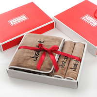 Coffret Cadeau de Serviettes de Bain en Polyester Multi-Couches, Ensemble de Trois Pièces, Logo Brodé, Célébration d'Anniversaire, Souvenir de Mariage, Cadeau de Remerciement
