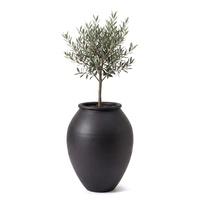 Pot Tanaman Besar Ramah Lingkungan dari Fiberglass Hitam dengan Lapisan Matte, Pot Bunga Modern Minimalis untuk Taman Rumah.