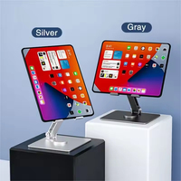 Support de tablette de bureau réglable à double axe en alliage d'aluminium de qualité supérieure, pliable, universel, 7-14 pouces, étanche, flexible