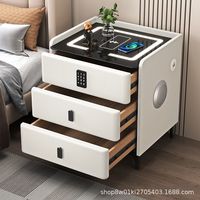 Table de Chevet Intelligente en Gros, Design Bois Multifonctionnel pour Chambre à Coucher, Chargement Sans Fil, Lumière Tricolore, Meuble d'Appoint de Luxe Moderne