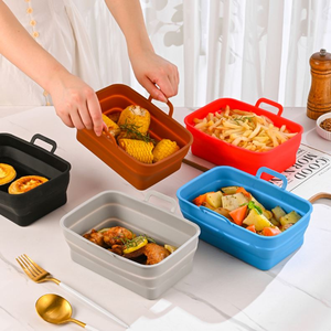 Forro De Silicone Reutilizável Popular Rectangular Air Fryer Cesta Reciclável Food Mat para Grill Baking Tray Borracha <span class=keywords><strong>Home</strong></span> Appliance - Product Image 3