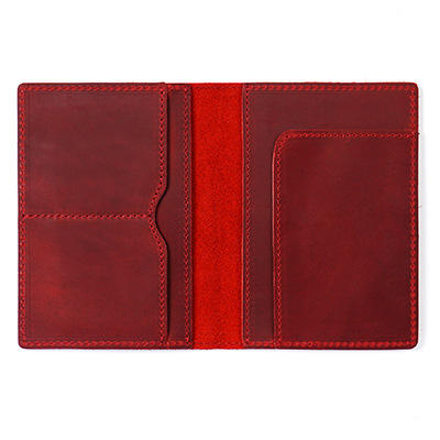 crazy horse Genuine Leather passport Holder red wine