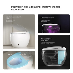 Smart Household Toilet with Fully Automatic Integrated Multi-Function Arc <b>Egg</b>-Shaped Design Tankless S-Trap Remote Control - Product Image 4
