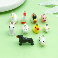 Breloques en résine multi-motifs animaux mignons (agneau, oie) pour la fabrication de bijoux DIY, bracelets, colliers, porte-clés et artisanat