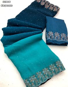 Fournisseur en gros de sarees de luxe au design moderne pour femmes, vêtements indiens et pakistanais, saree en mousseline avec blouse Banglori - Product Image 4