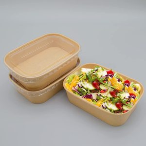 Wadah makanan sekali pakai wadah makan siang bungkus kertas Kraft wadah makanan makanan makanan Salad mie kotak kertas makan siang - Product Image 3