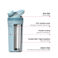 Shakers à protéines en acier inoxydable à double paroi avec logo personnalisé, écologiques, bouteille shaker en métal de 24 oz