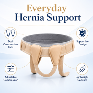 Ceinture de soutien lombaire simple en néoprène pour hommes, attelle de protection sportive pour hernie, avec coussinets de compression amovibles, protège-guêtres et parties inguinales - Product Image 1
