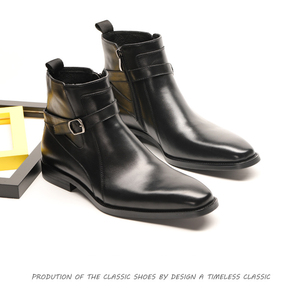 Nouvelles bottes pour hommes, semelle en caoutchouc, bottes habillées de bureau, bottes de haute qualité avec boucle, en cuir véritable, bottes de soirée et de bureau pour hommes - Product Image 2