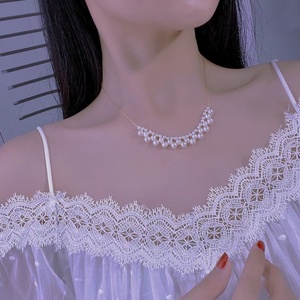 Collar de Perlas de Agua Dulce Blancas de Grado AAAA Tejidas a Mano, Forma de Patata de 3-4 mm, Chapado en Oro de 14K - Product Image 6