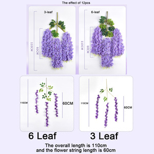 Commercio all'ingrosso Multi colore finta ghirlanda pianta viti di seta fiori artificiali appesi glicine per la decorazione di nozze della parete di casa - Product Image 2