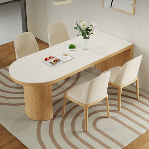 <span class=keywords><strong>Table</strong></span> de style île en dalle de roche blanche moderne maison <span class=keywords><strong>cuisine</strong></span> salon contre le <span class=keywords><strong>mur</strong></span> <span class=keywords><strong>table</strong></span> à manger ovale en bois - Product Image 1