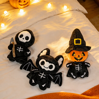 Peluche à thème Halloween : Monstre citrouille, poupée araignée et chauve-souris, squelette, petit chat noir, balai de sorcier, monstre, décoration de fête