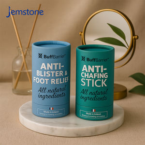 Caja cilíndrica de cartón cosmético biodegradable y reciclable de diseño personalizado con estructura push-up para bálsamo en barra, tubo de papel. - Product Image 4