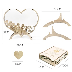 Souvenirs de mariage pour <span class=keywords><strong>invités</strong></span> livre d'or de mariage en acrylique, cœurs élégants en bois - Product Image 3