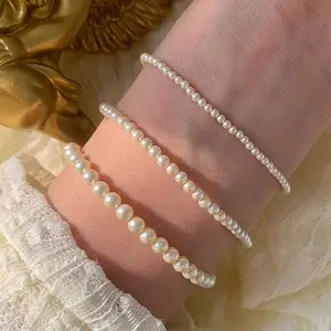 Vente en gros bracelet perle en argent 925 pour femmes bracelet perle de luxe plaqué or en argent sterling 925 bijoux pour femmes