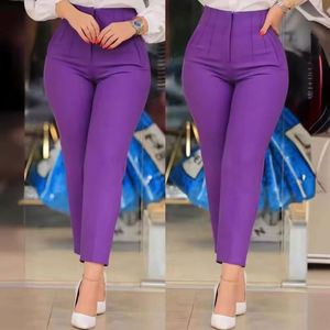 Pantalon de bureau pour femme, taille mi-haute, coupe skinny, imprimé vintage, infroissable, séchage rapide, coupe droite, avec cordon de serrage, collection printemps - Product Image 1