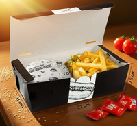 Logotipo de impresión personalizado negro de calidad alimentaria reciclable pollo patatas fritas caja de buñuelos frito Gyoza caja de embalaje