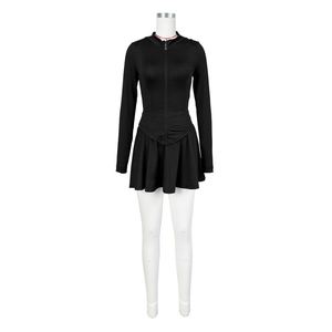 Custom Fall 2 Piece Skirts Set Women Soild Zip Jacket and Mini Pleated Skirts <strong>Casulal</strong> Two Piece Skirts Set Women Clothing - Product Image 2