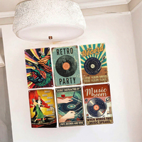 Plaque murale personnalisée OEM en métal vintage, motif tourne-disque vinyle, pour bar, salle de musique, décoration intérieure, cadeaux en gros