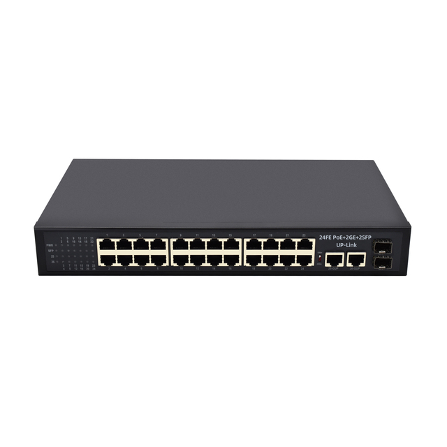 High Quality 24 Port Gigabit POE Switch with VLAN QoS 2 SFP Ports Power Over Ethernet Network Solutions