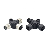 M12 T en forme de T Type 1 révolution 2 connecteur femelle 4 broches adaptateur de câble d'alimentation en métal pour navire Aviation prise circulaire M12-5Pin