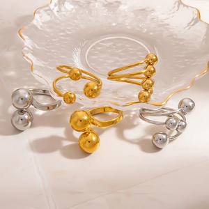 Stainless Steel Ball <b>Ring</b> 18K Gold Plated Geometric Design Unisex Fashion <b>Ring</b> Index Finger Jewelry Gift - Product Image 2