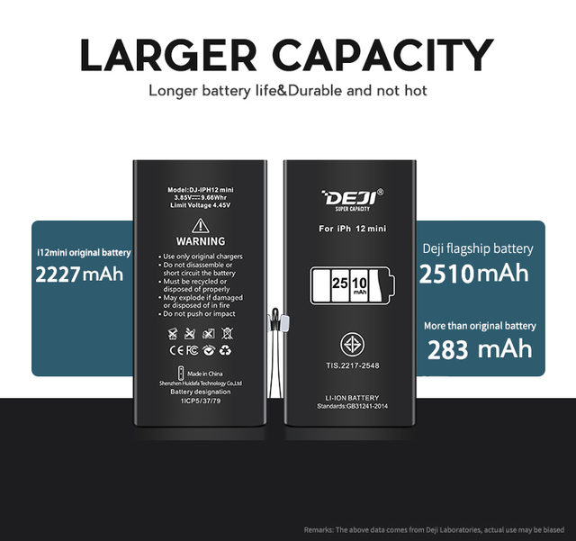 DEJI Customized Battery for Bateria Do iphone 12 MINI Battery Replacement CE FCC KC
