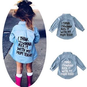 Camisas de otoño para niñas de 2 a 7 años, tops de mezclilla para niños, ropa con estampado de letras, chaqueta cálida de manga larga, abrigo para niños - Product Image 1