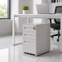 Armoire de classement métallique robuste à 3 tiroirs avec serrure à clé, meuble de rangement moderne pour bureau et maison avec 5 roulettes